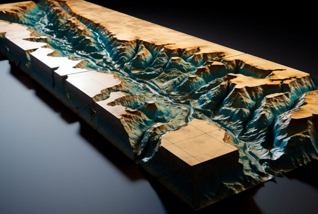 maqueta topográfica río