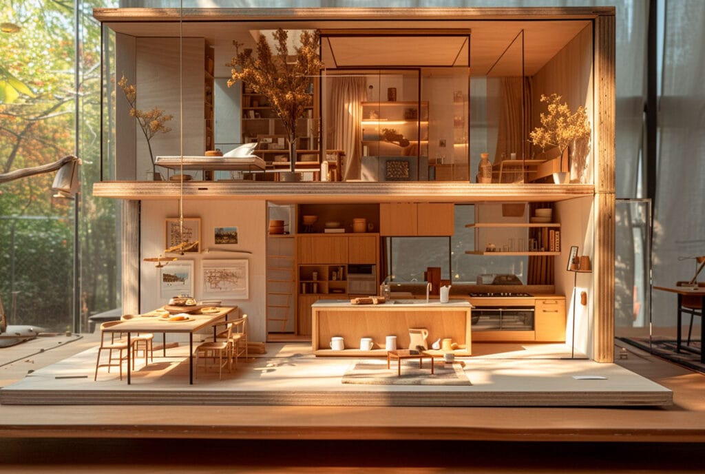 maqueta casa sostenible interior