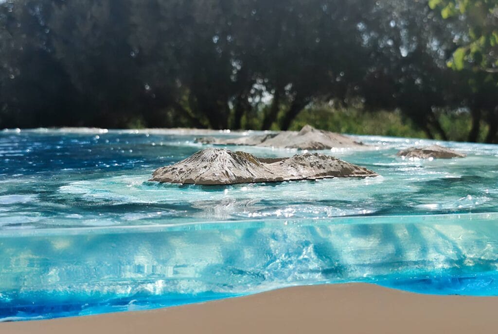 resina imitación de agua maqueta de ecosistema acuático