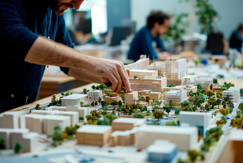Model maker working in manufacturing