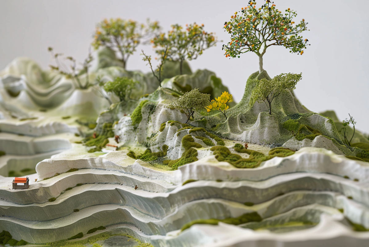 Maqueta de paisaje simulado
