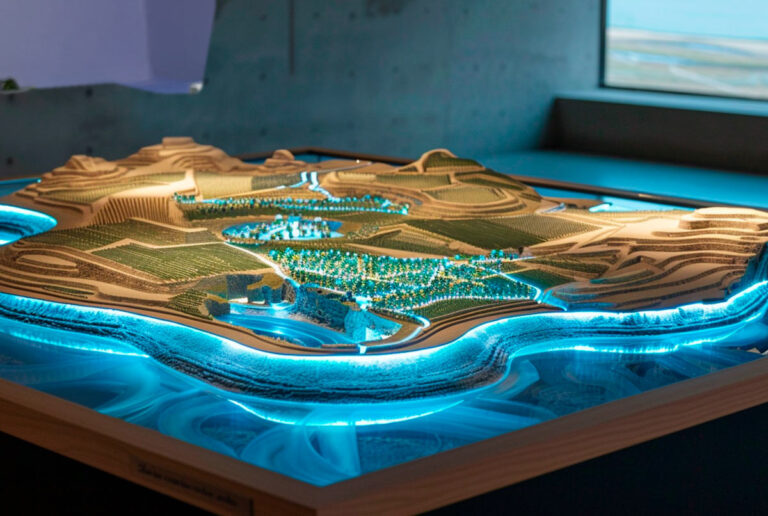 Maqueta con iluminación interactiva